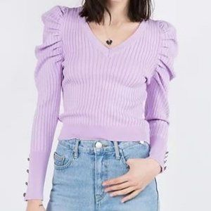 Purple Puff Sleeve Sweater • New With Tags